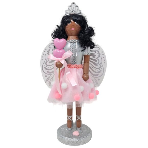 Ethnic Pink Heart Princess 14" Wood Nutcracker -  Gift - Picture 1 of 4